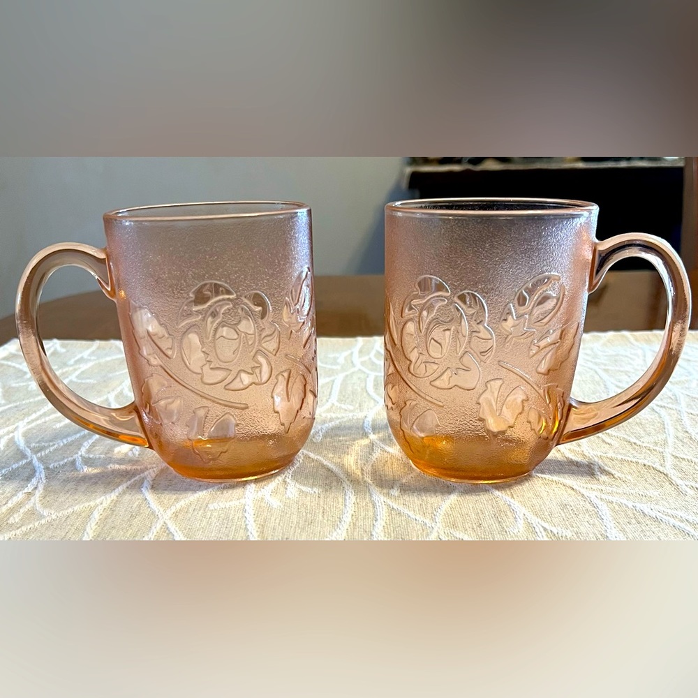 Vintage Arcoroc France Rosa Pink Mugs